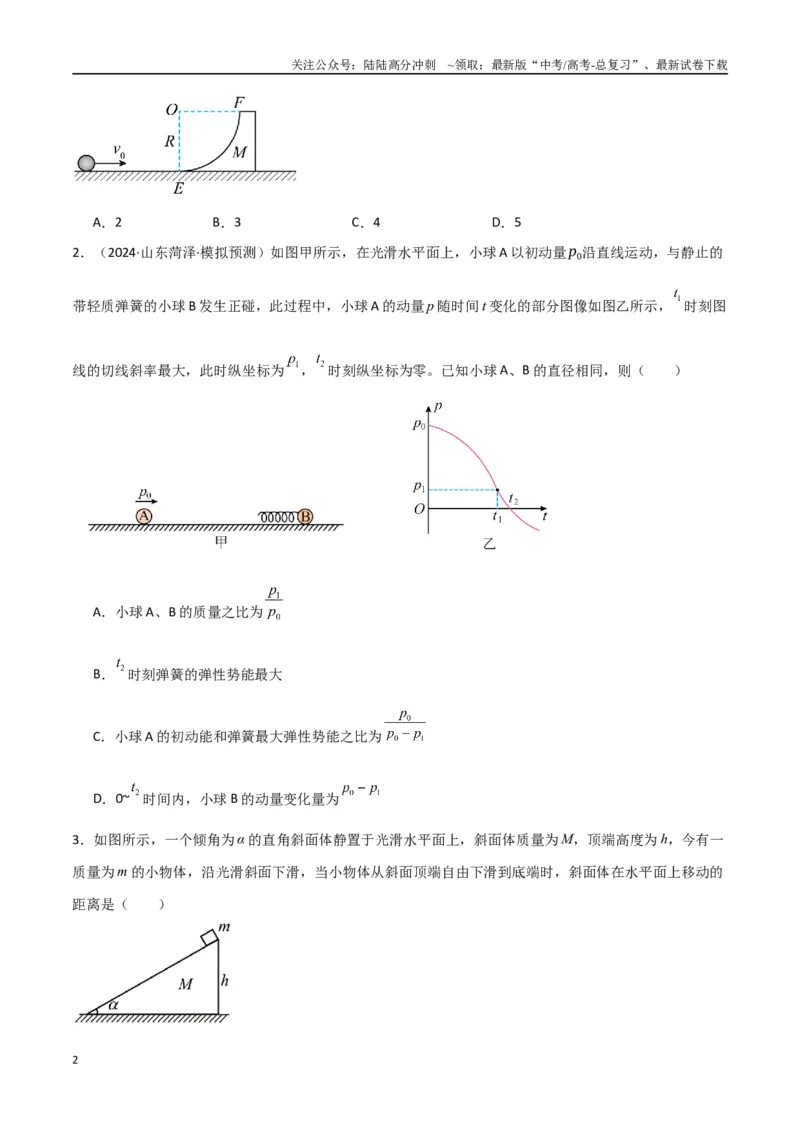 《专题突破卷06动量守恒定律的综合应用专题（碰撞问题，弹簧问题，板块问题，曲面斜面问题，子弹木块问题，人船模型）（学生版）_04-物理-高考总复习_一轮复习_2025年》第2页预览