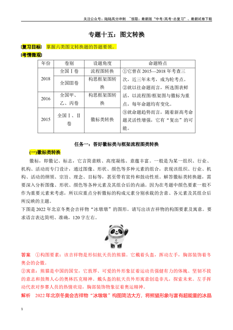 《专题十五：图文转换-解析版_一轮复习_2024年_2024年高考语文一轮复习一本通（全国通用_资料_语言运用》第1页预览