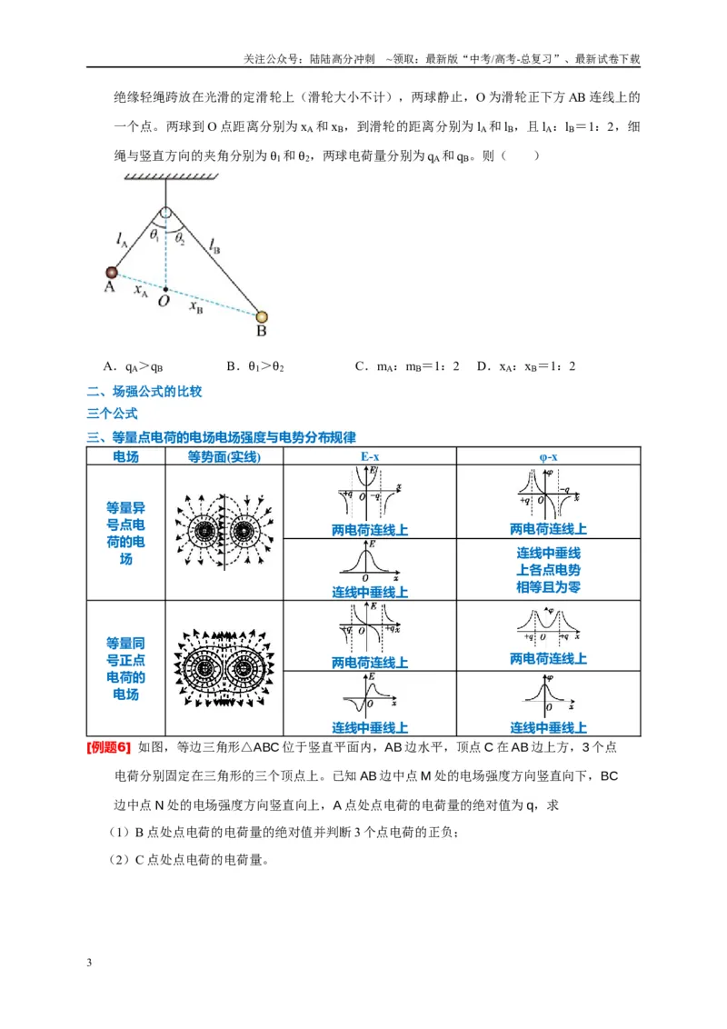 《专题8电场（原卷版）_04-物理-高考总复习_专项复习_2024年_2024高考物理复习二级结论题型详解全面复习知识点_资料》第3页预览