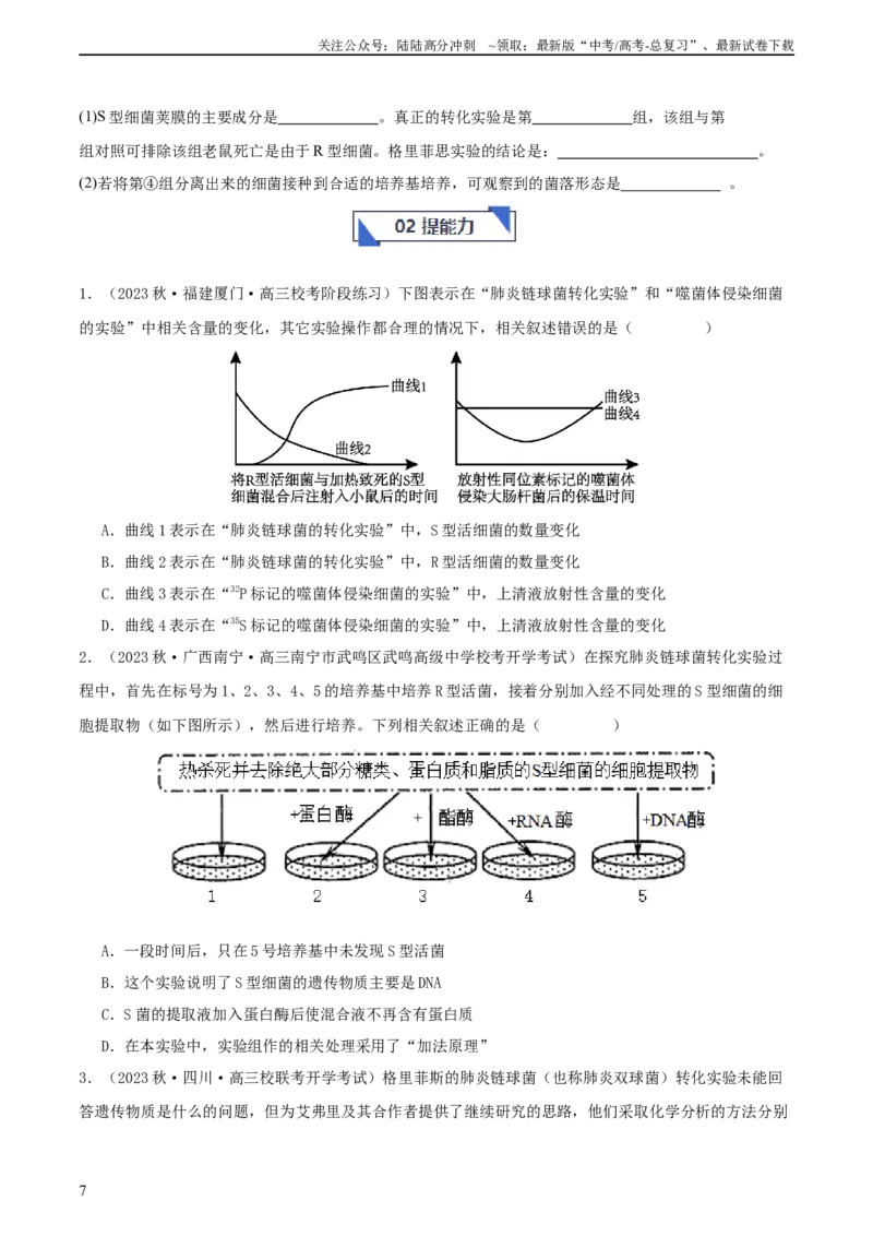 《专题综合练05遗传的分子基础(原卷版)本_06-生物-高考总复习_一轮复习_2024年_2024年高考生物一轮复习考点帮（新高考）_必修2》第7页预览