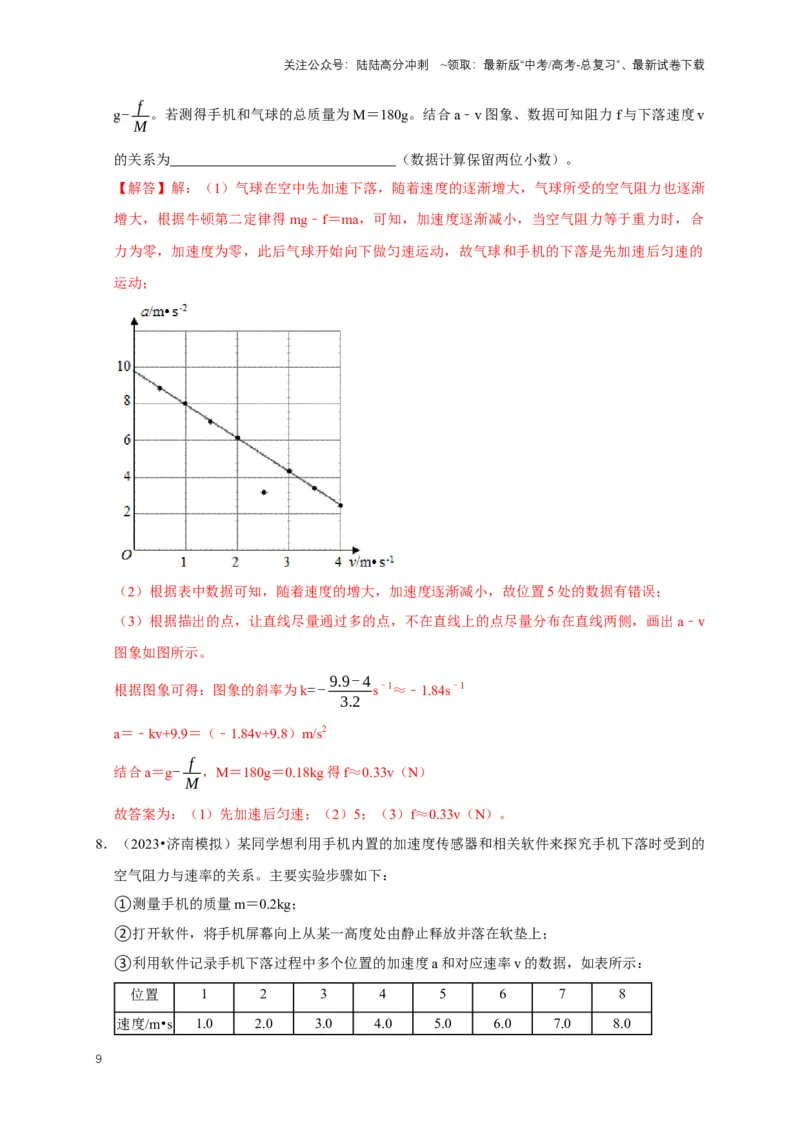 《专题二动力学中的图像问题（共6种图像类型）（解析版）_04-物理-高考总复习_专项复习_2024年_2024年高考物理图像题型专项训练习题试题全国通用_资料》第9页预览