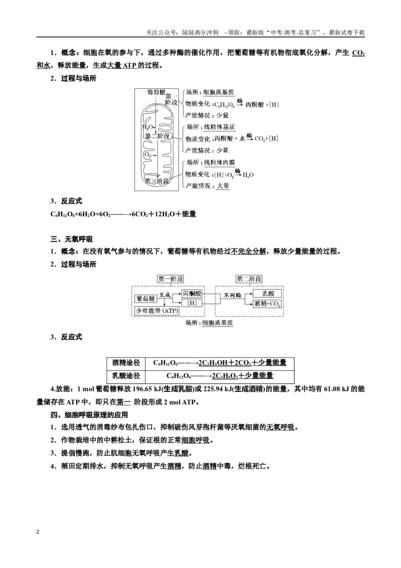 《专题9细胞呼吸（原卷版)_06-生物-高考总复习_一轮复习_2024年_2024年高考生物一轮复习重难点专项突破_资料》第2页预览