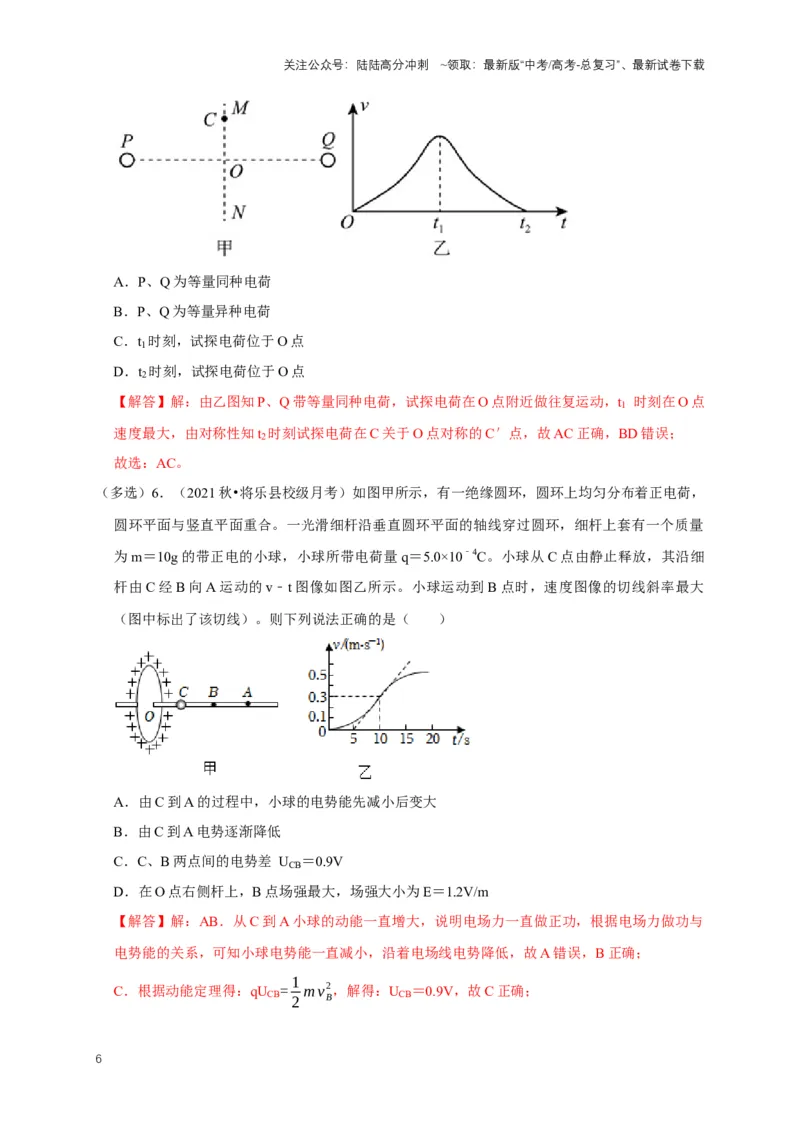 《专题五电场中的图像问题（共9种图像类型）（解析版）_04-物理-高考总复习_专项复习_2024年_2024年高考物理图像题型专项训练习题试题全国通用_资料》第6页预览