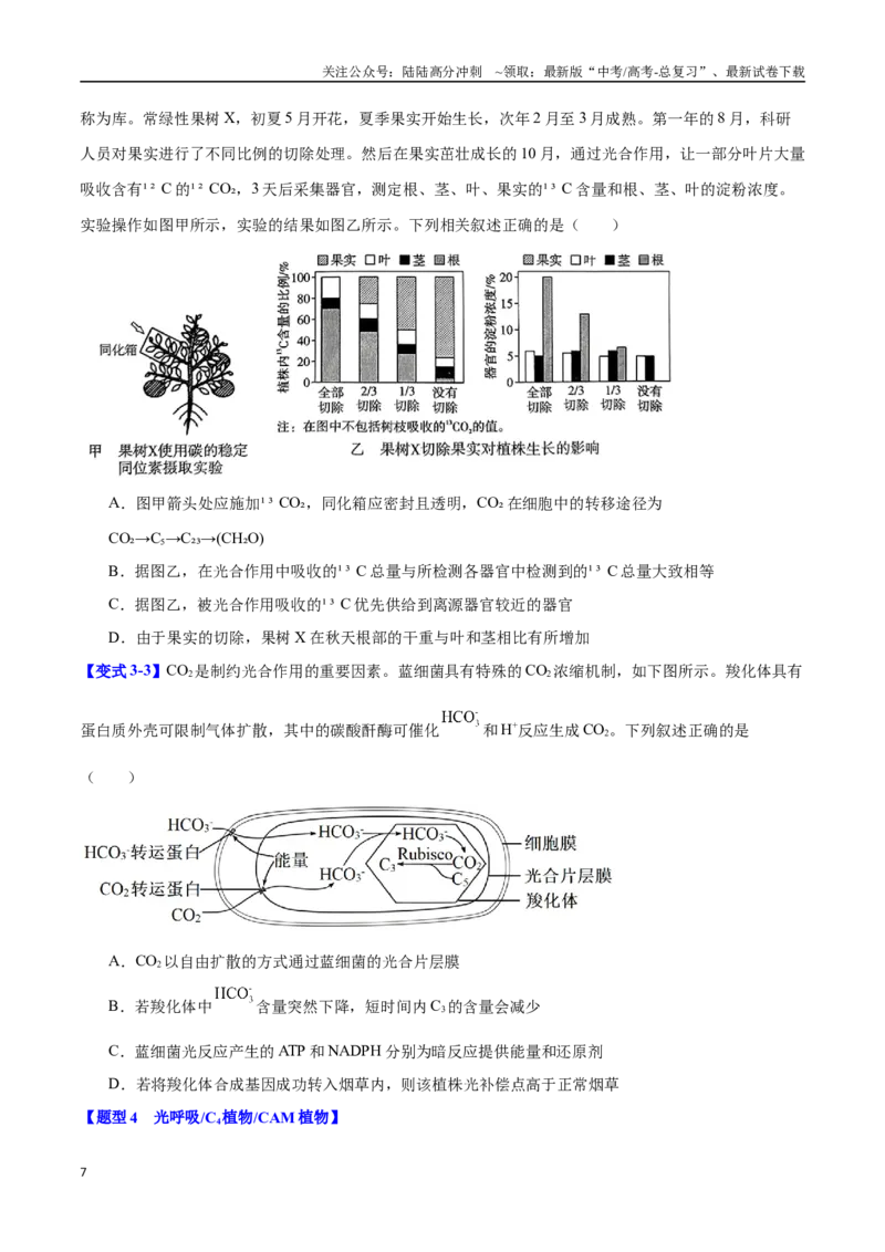 《专题二细胞代谢（学生版）-22页_06-生物-高考总复习_二轮复习_2025年_2025年高考生物二轮重点专题讲义（新高考通用）_资料》第7页预览