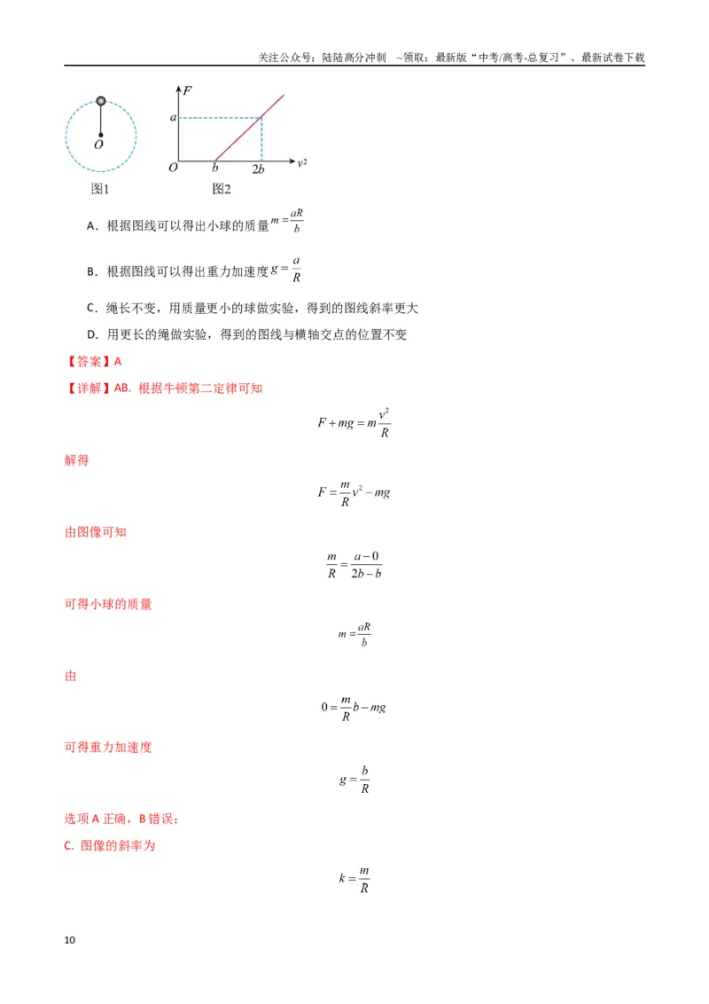 《专题突破卷03圆周运动专题（绳球模型、杆球模型、轨道和管道模型、圆锥摆、斜面上的圆周运动、转盘上的圆周运动）（教师版）_04-物理-高考总复习_一轮复习_2025年》第10页预览