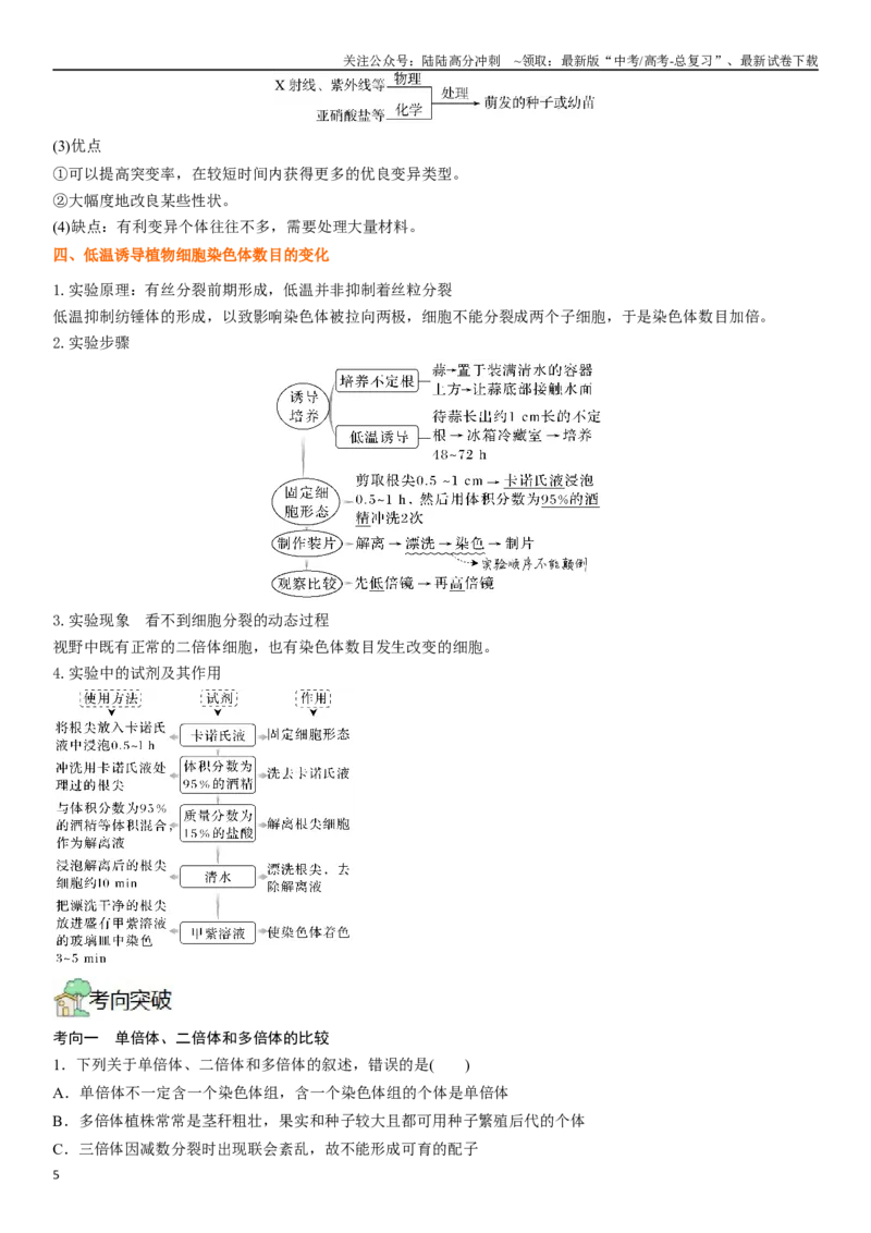 《专题九染色体变异（原卷版）_06-生物-高考总复习_二轮复习_2024年_2024年高考生物二轮复习专题攻略（新教材新高考）_资料》第5页预览