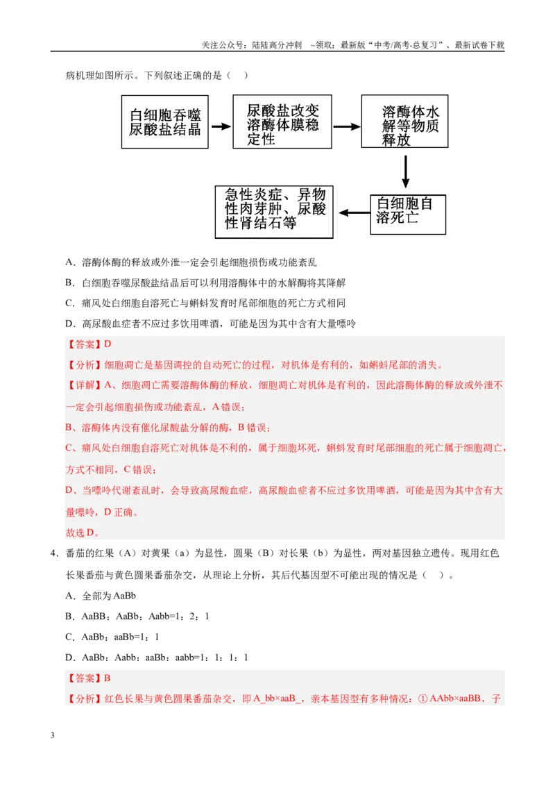 《信息必刷卷05（教师版）_06-生物-高考总复习_专项复习_2025年_2025年高考考前必刷题（多地区）生物_2025年高考生物考前必刷卷（陕西、山西、宁夏、青海专用）4套》第3页预览