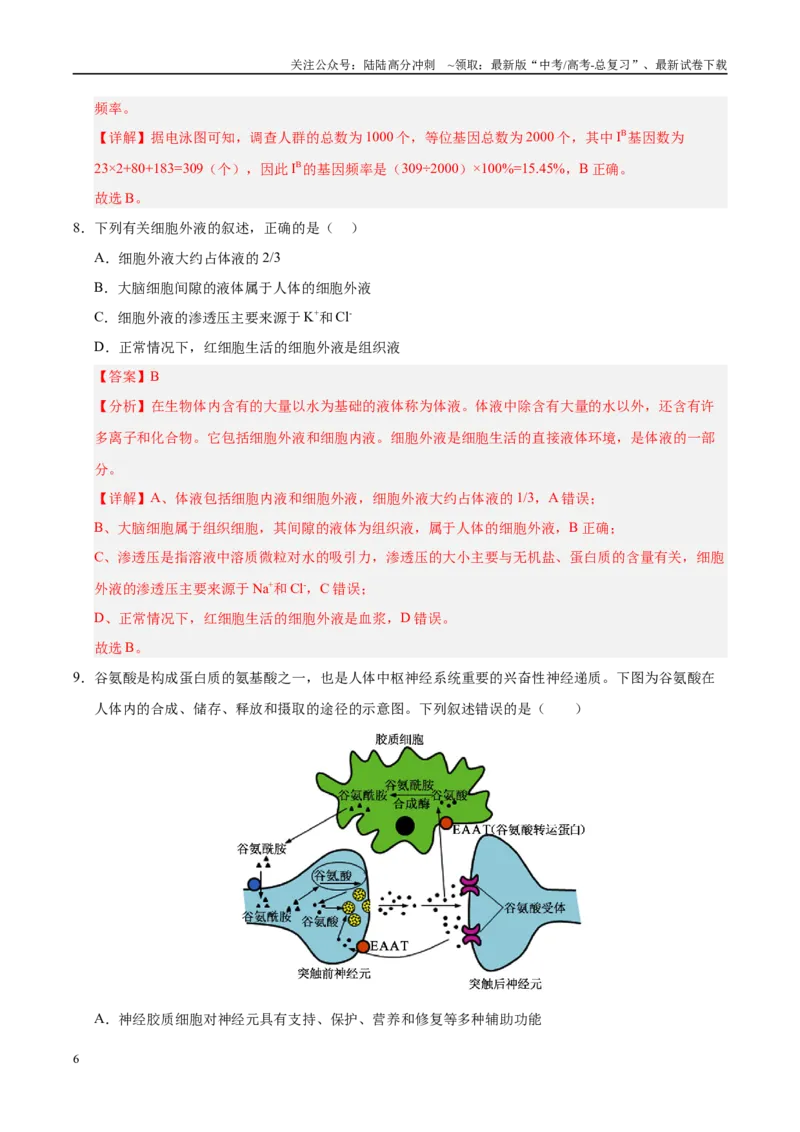 《信息必刷卷05（教师版）_06-生物-高考总复习_专项复习_2025年_2025年高考考前必刷题（多地区）生物_2025年高考生物考前必刷卷（陕西、山西、宁夏、青海专用）4套》第6页预览