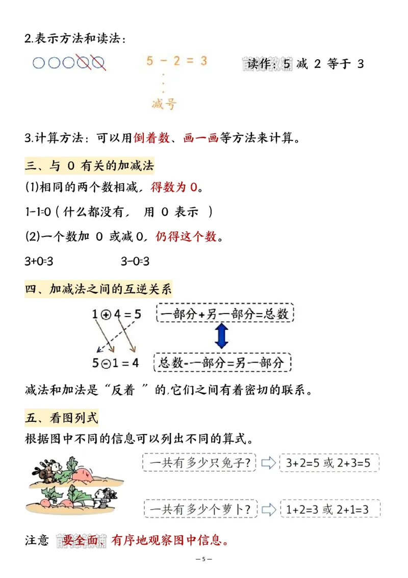 《2027版一年级上册数学暑假预习知识汇总-北师版_2027版小学《知识点汇总》1-6年级上册（北师+苏教）》第5页预览