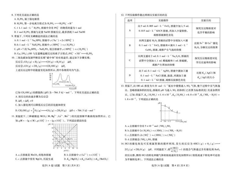 《2025-2026学年高二上学期12月联考化学A_2026年高二《月考+期中考+阶段性检测真题合集》全国各省全科无水印_安徽省部分学校（合肥六中）2025-2026学年高二上学期12月联考（全）》第2页预览