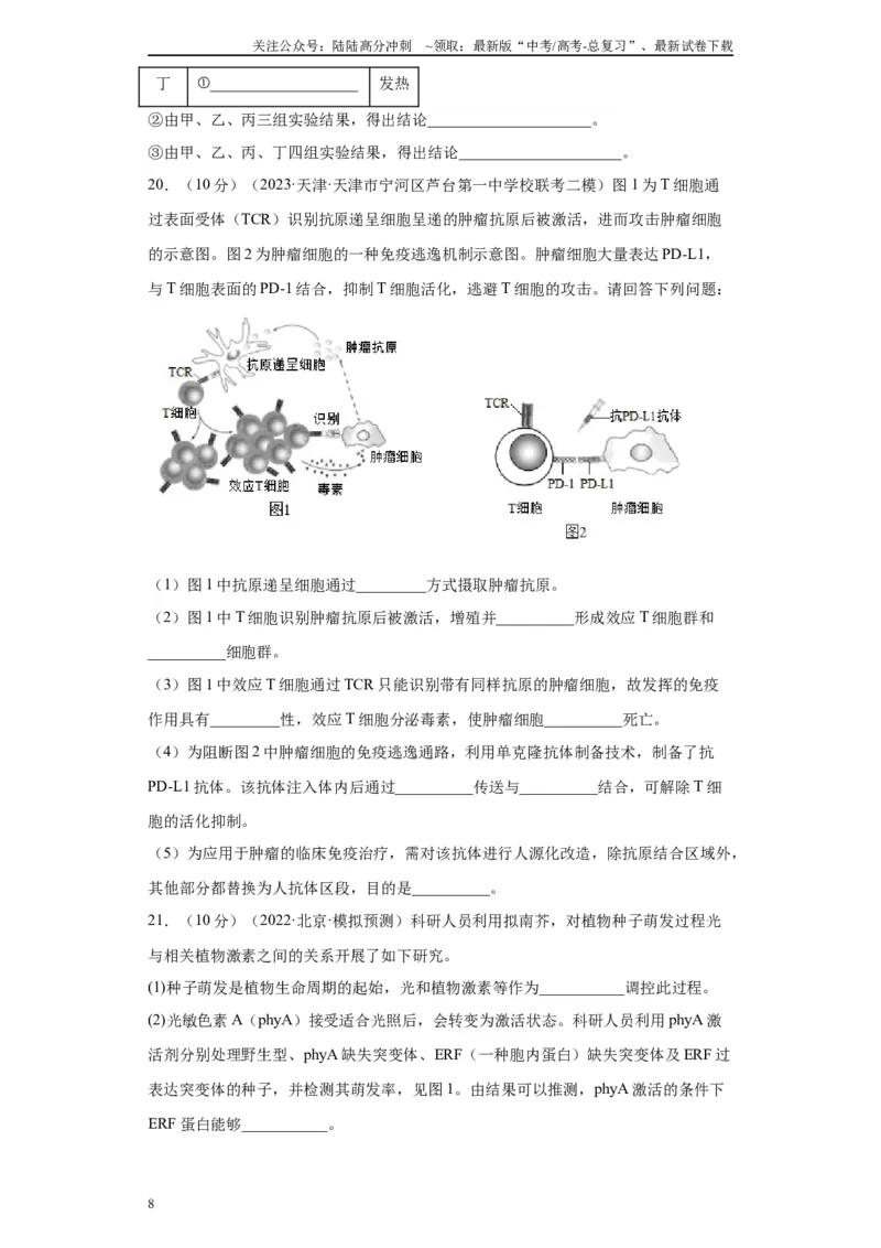 《单元检测卷七生命活动的调节（解析版）_06-生物-高考总复习_一轮复习_2024年_2024年高考生物一轮复习精讲精练_资料》第8页预览