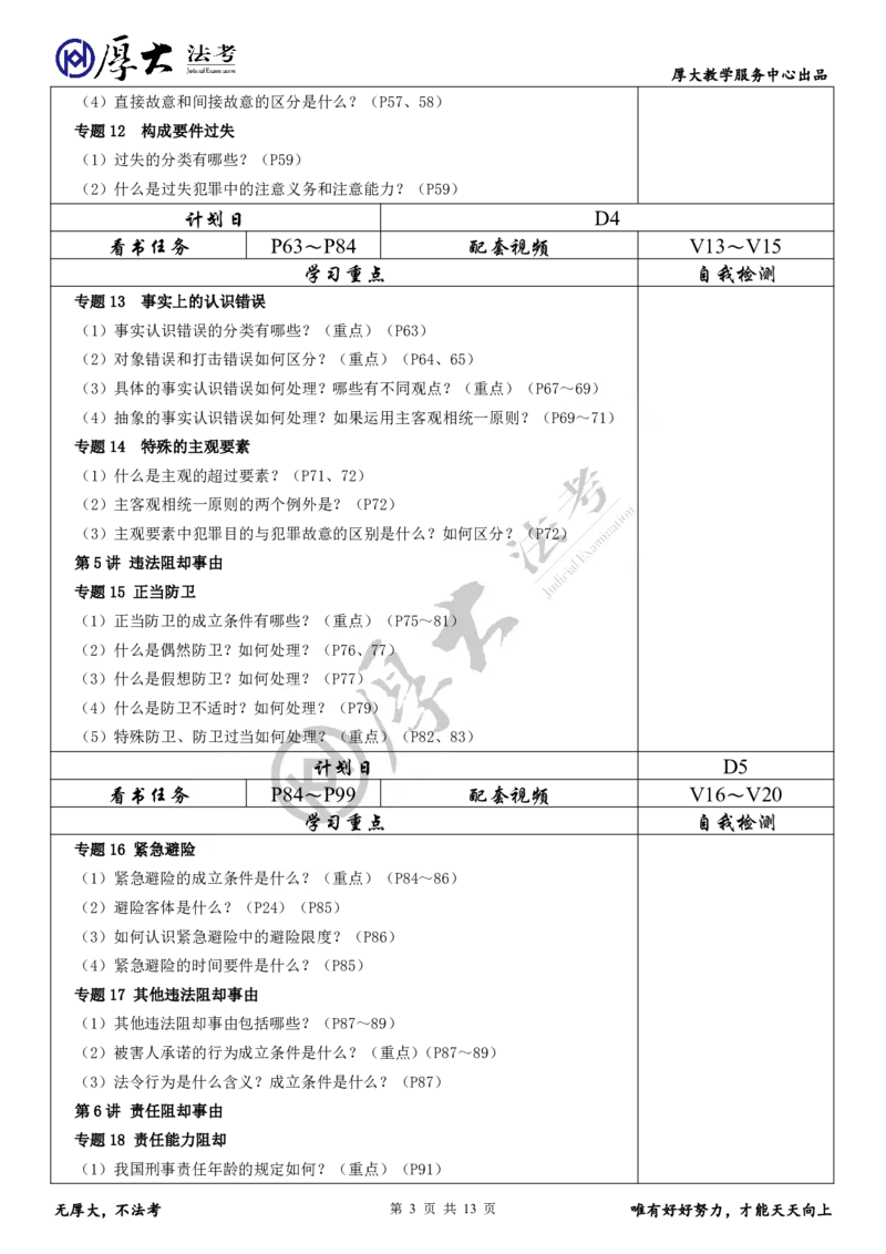 《刑法罗翔2026赛季厚大法考理论卷单科学习计划—（刑法）专题1～87_2026法考客观_厚-D_2026HD理论卷精讲合集视频+讲义_2026年HD理论卷（精讲）刑法-罗翔视频+讲义完结》第3页预览