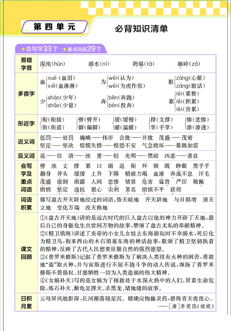 《小学语文四年级上册考点与重难点题型精梳_2027版小学《考点与重难点题型精梳》1-6年级上册（语文）》第8页预览