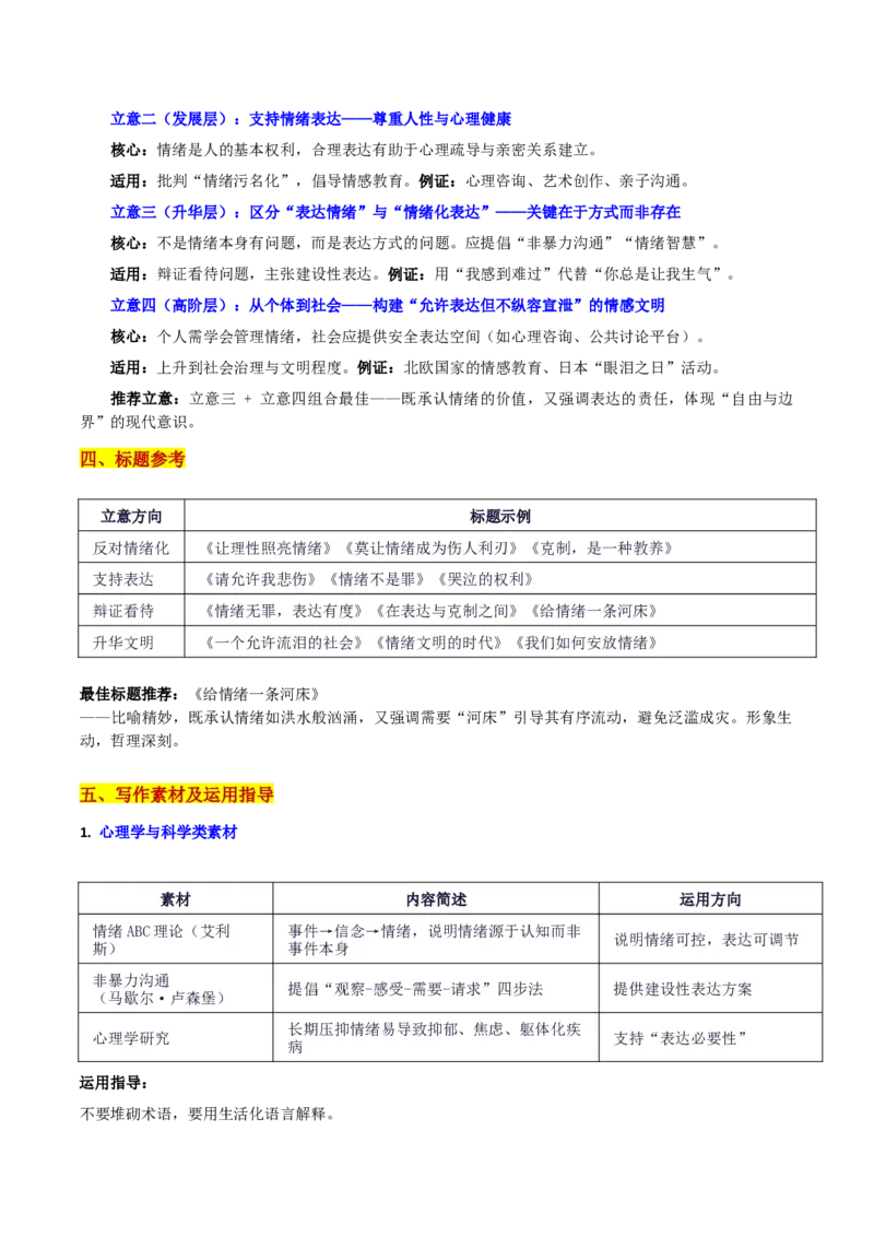 《南开上第二次联考“情绪化表达的思辨：给情绪一条河床”_专项复习_2026年-语文专项复习_582026年高考语文各地名校模考卷作文导写》第3页预览