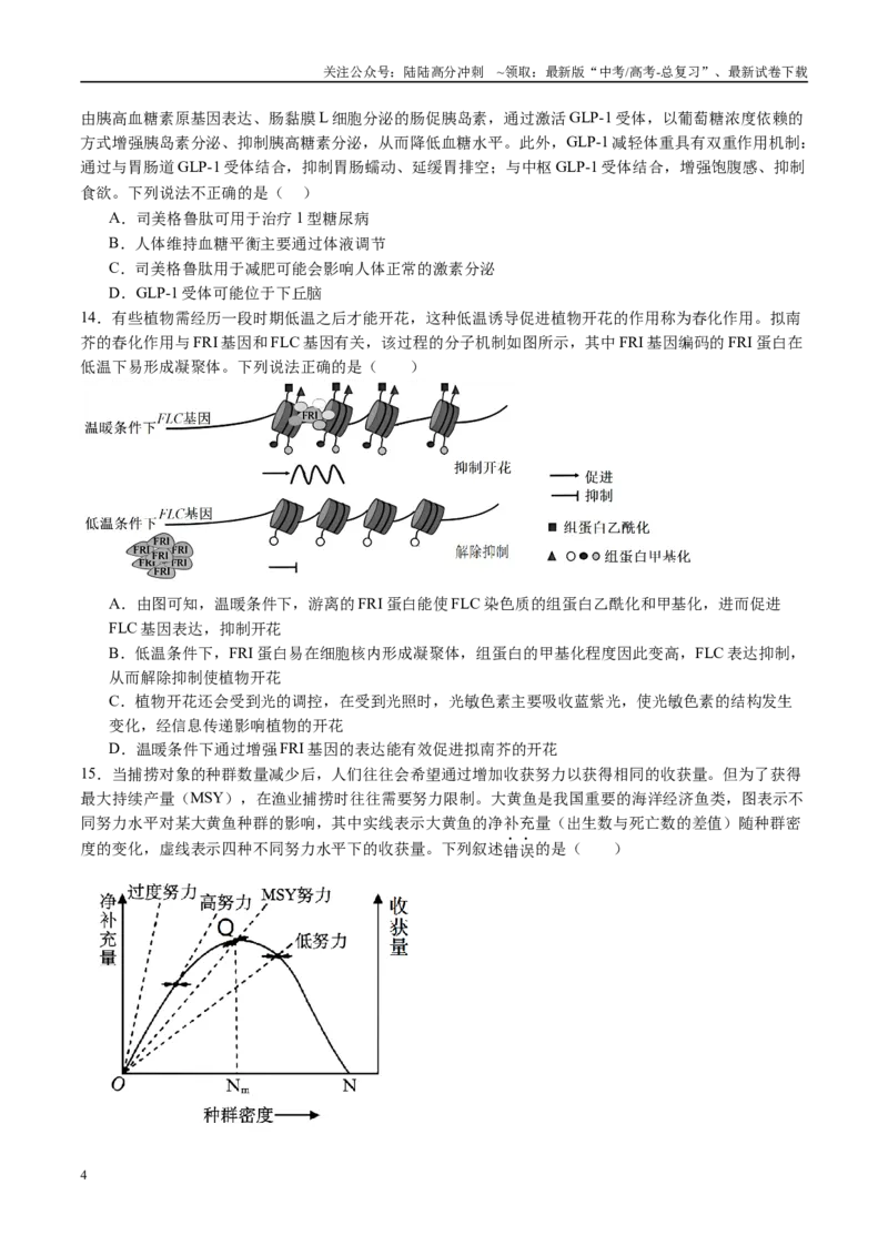 《信息必刷卷04（广东专用）（学生版）_06-生物-高考总复习_专项复习_2025年_2025年高考考前必刷题（多地区）生物_2025年高考生物考前必刷卷（广东专用）5套》第4页预览