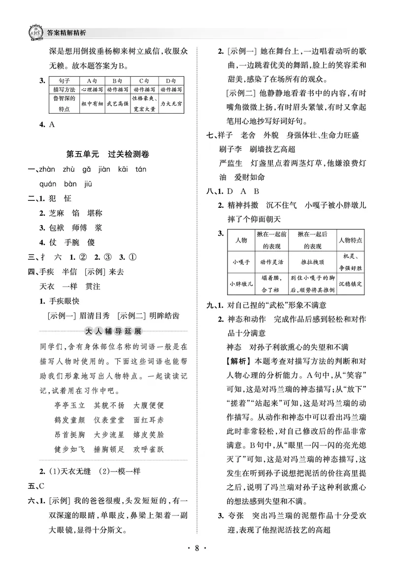 《考点梳理时习卷—人教五语下册（答案）_小学语文精品试卷合集（1-6年级下册）_《王朝霞试卷》》第8页预览