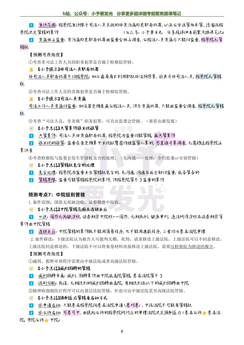 《26法考左宁刑诉考前聚焦超详细跟课笔记-黑白版公众号：小予要发光_2026法考客观_众-H_1926ZH考前聚焦_02笔记》第6页预览