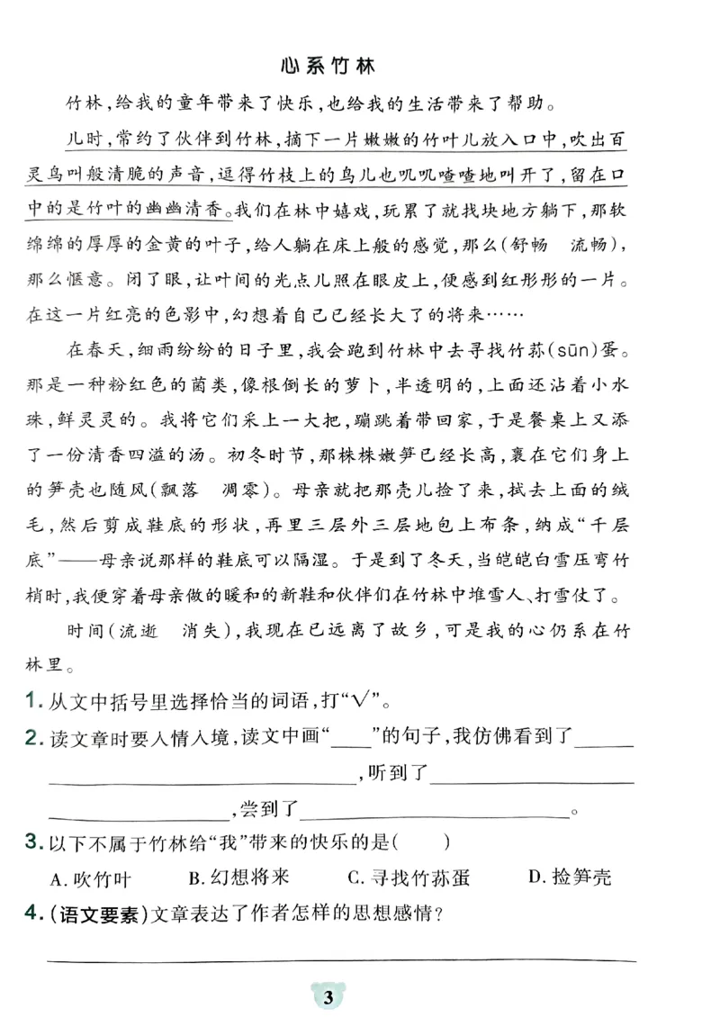 《2024春学霸冲A卷4下语文-同步阅读_小学学霸专题系列资料包：包括五星学霸、学霸默写、学霸作业本等资料_学霸冲A卷24春_学霸冲A卷4年级》第5页预览