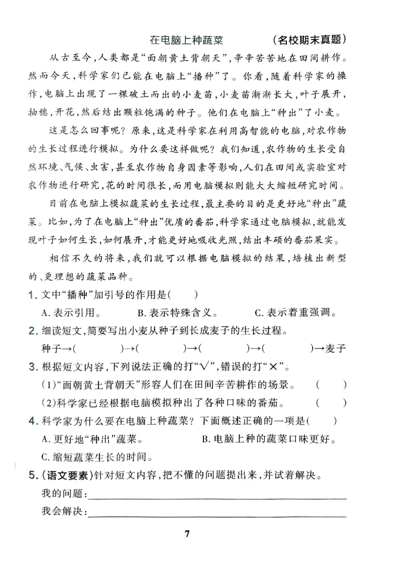 《2024春学霸冲A卷4下语文-同步阅读_小学学霸专题系列资料包：包括五星学霸、学霸默写、学霸作业本等资料_学霸冲A卷24春_学霸冲A卷4年级》第9页预览