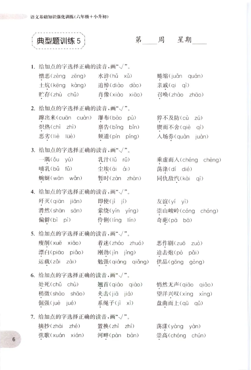 《小学语文典型题训练(6年级+小升初)_小学语文精品试卷合集（1-6年级下册）_《典型题训练》》第9页预览