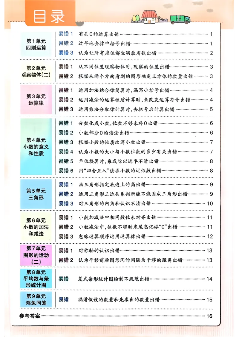 《2024春学霸作业本4下数学（人教）易错通关_小学学霸专题系列资料包：包括五星学霸、学霸默写、学霸作业本等资料_学霸作业本》第2页预览