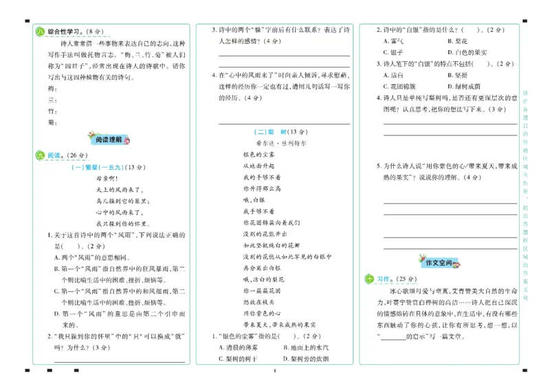 《语文4年级下册_小学语文精品试卷合集（1-6年级下册）_《名师彩卷》》第9页预览