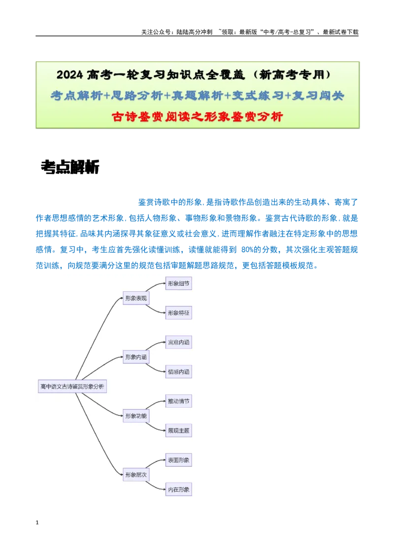 《古诗鉴赏阅读之形象鉴赏分析-知识点闯关全覆盖（新高考专用）（解析版）_一轮复习_2025年_2025年高考语文一轮复习知识点专项归纳真题练新高考专用_资料》第1页预览
