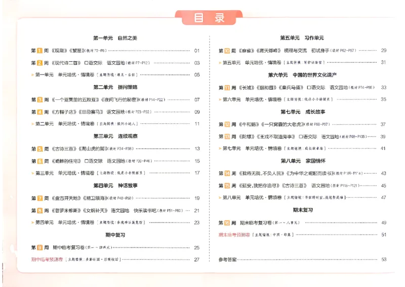 《26秋四年级上册语文《一本周末小测卷》_2027版小学《一本周末小测卷》346年级上册(语文)(人教版)》第2页预览