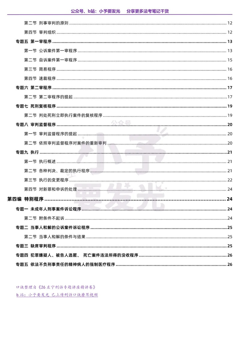 《26法考左宁刑诉口诀公众号：小予要发光_2026法考客观_众-H_26法考口诀_26法考左宁刑诉口诀汇总》第2页预览
