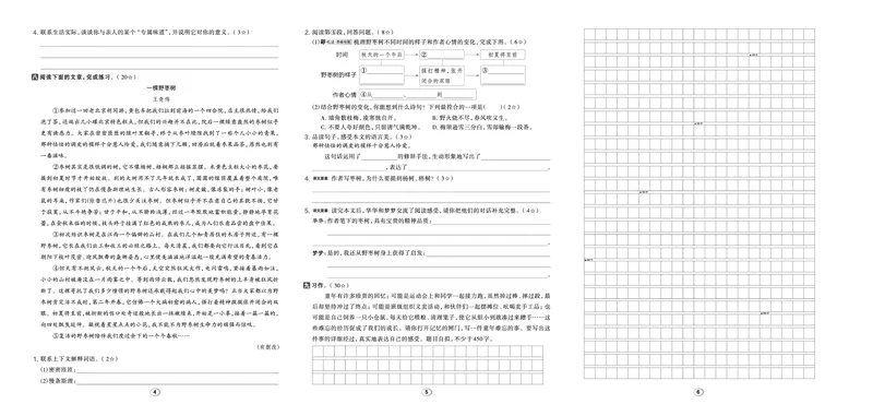 《26秋好卷五年级语文上（R版）_2026秋小学《好卷情景题》1-6年级上册（语文）（人教版）》第4页预览