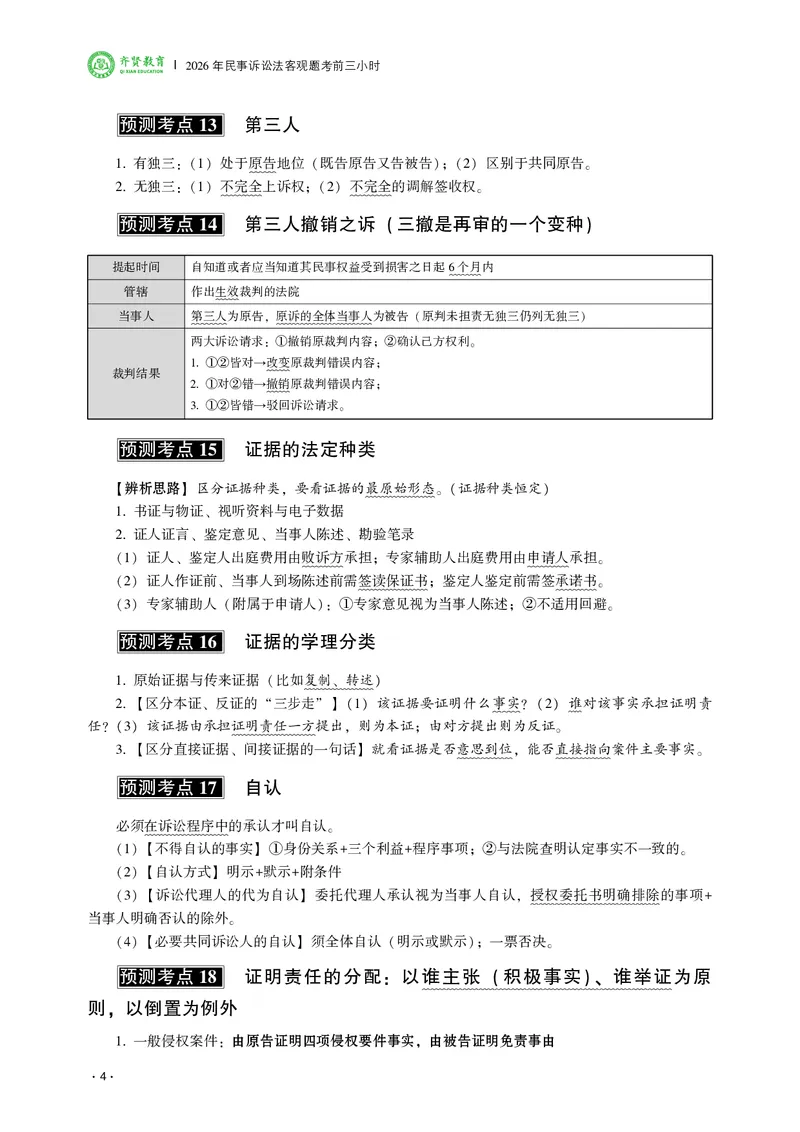《2026齐贤法考客观题考前三小时民诉法-张进德_2026法考客观_齐--X_052026QX考前聚焦_讲义》第6页预览