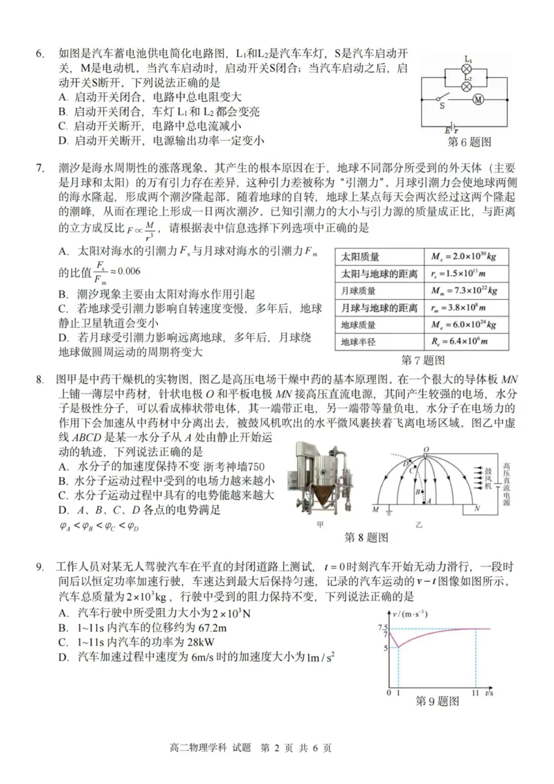 《物理试卷-2025学年第一学期浙江北斗星盟高二年级阶段性联考（B）_20272025-2026学年高二上学期《联考+联盟类试卷合集》全国多省全科（57套）》第2页预览