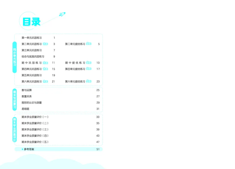 《全优卷三上人教数学正文_1785481172214_52026秋小学《53》系列语数英_53天天练_26秋53全优卷数学人教（半本）1-6》第3页预览