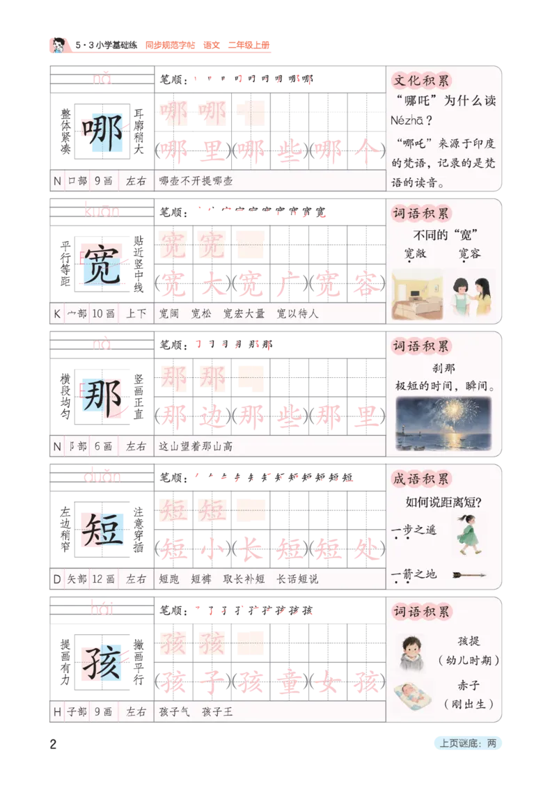 《同步规范字帖二上语文_1785489565837_52026秋小学《53》系列语数英_53天天练_🐐53同步字帖26年上册语文抢先缺1》第6页预览