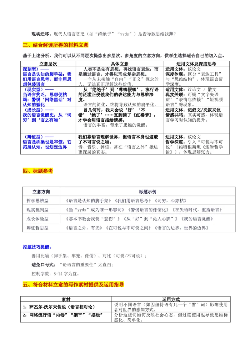 《全国名校联盟2026届高三联合开学摸底考试“语言能力决定认知边界”审题立意及范文_专项复习_2026年-语文专项复习_302026年高考语文各地名校模考卷作文导写》第3页预览