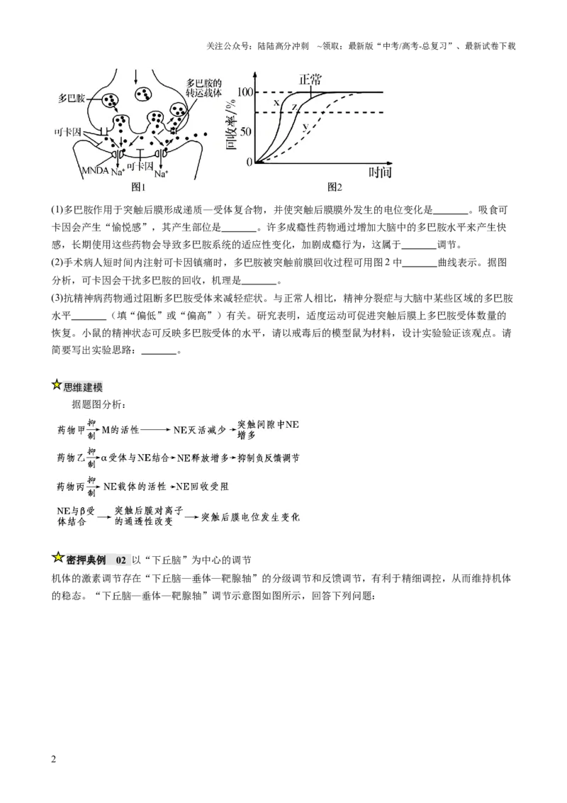《压轴题03稳态与调节（原卷版）_06-生物-高考总复习_三轮冲刺_压轴题2025年高考生物压轴题攻略》第2页预览