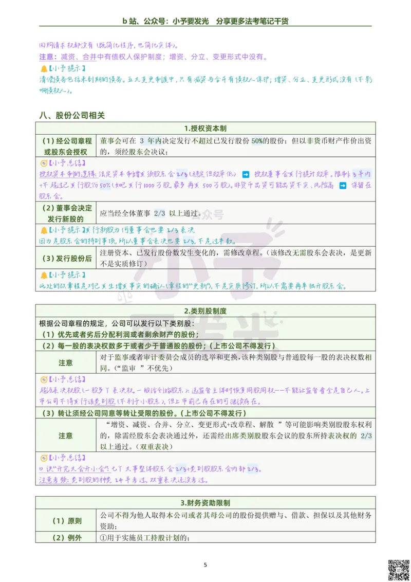 《26法考刘安琪商法考前几页纸跟课笔记公众号：小予要发光_2026法考客观_觉-X_0026JX法考客观考前几页纸（讲义+视频）_00笔记》第5页预览