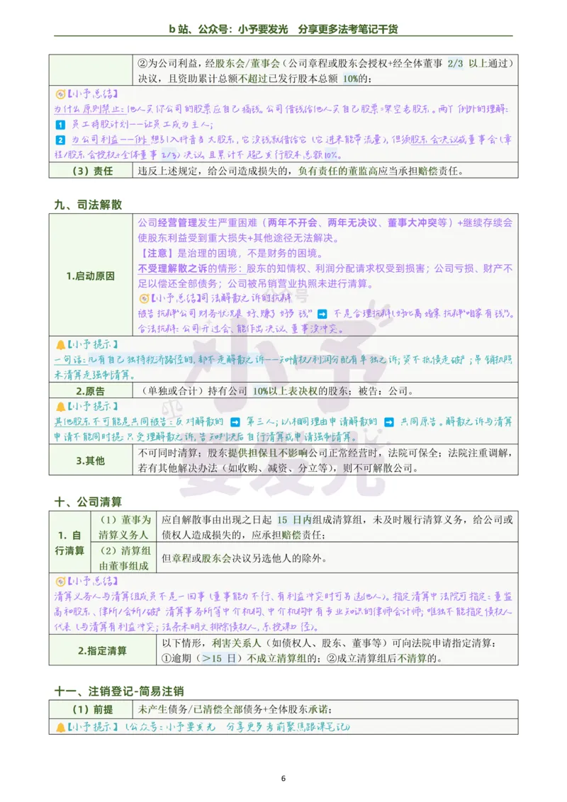 《26法考刘安琪商法考前几页纸跟课笔记公众号：小予要发光_2026法考客观_觉-X_0026JX法考客观考前几页纸（讲义+视频）_00笔记》第6页预览