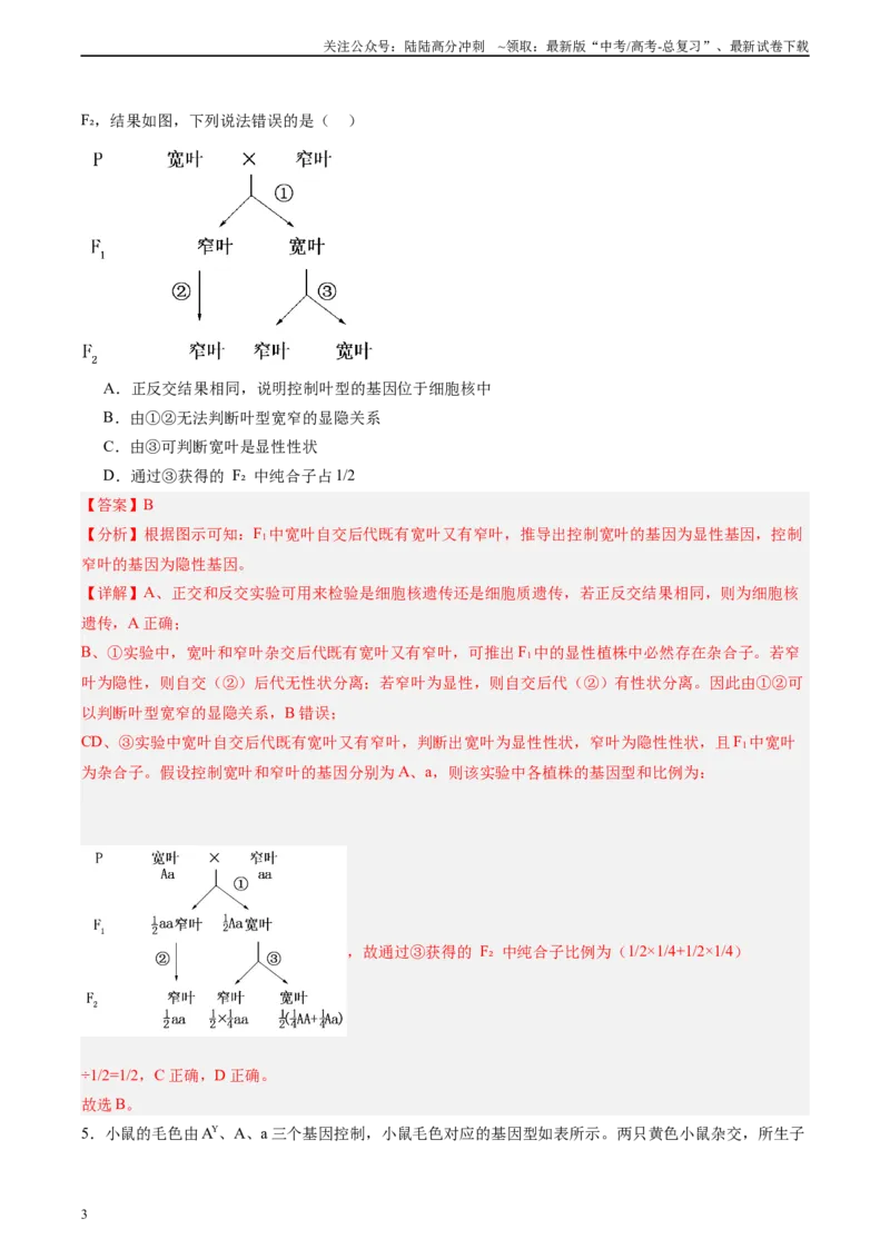 《单元检测卷05基因的传递规律（教师版）_06-生物-高考总复习_一轮复习_2025年_2025年高考生物一轮复习考点复习卷（新高考通用）》第3页预览
