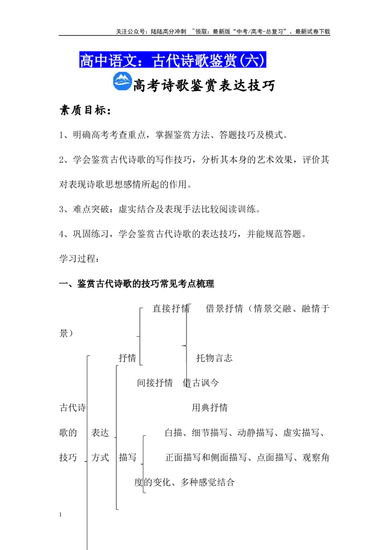 《古代诗歌鉴赏(六)：高考诗歌鉴赏表达技巧（解析版）_专项复习_2025年_2025年高考语文诗词鉴赏专项复习（全国通用）_资料_1-资料》第1页预览