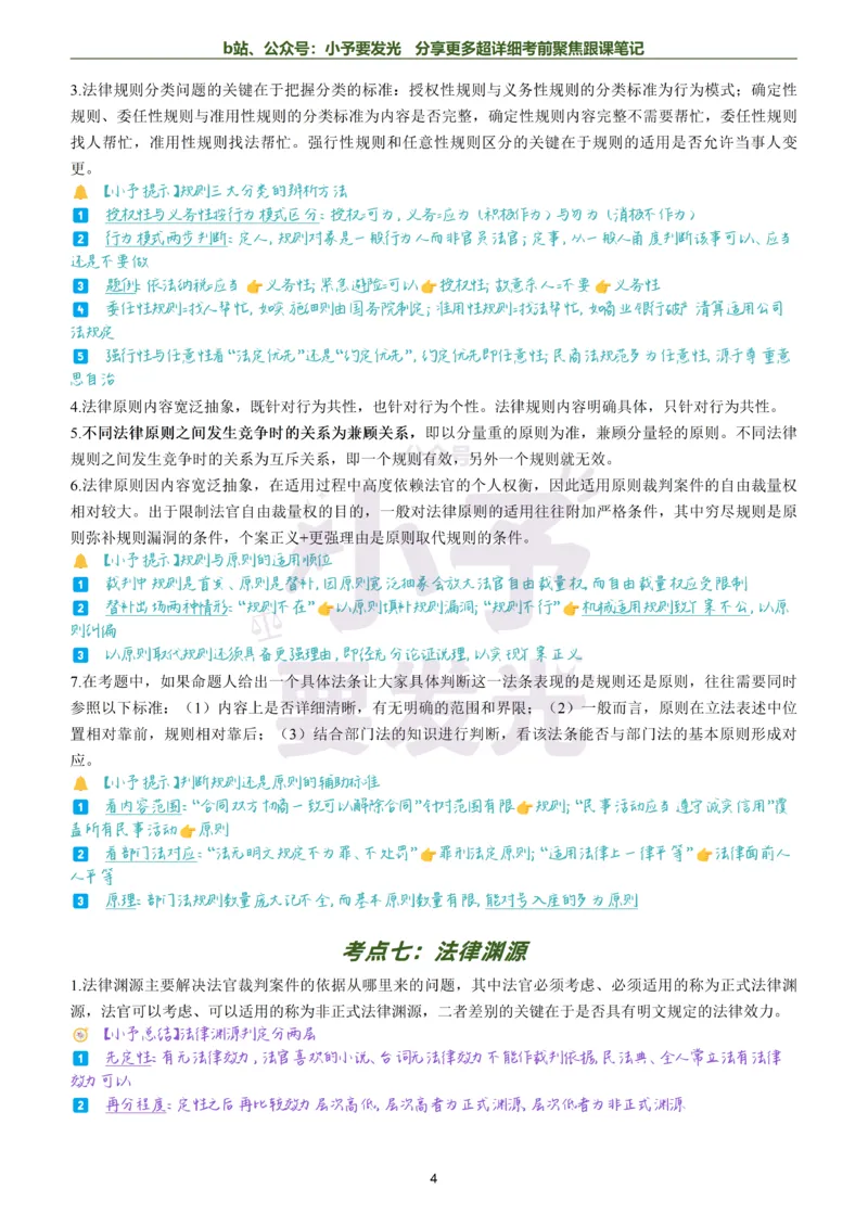 《26法考马峰理论法考前聚焦超详细跟课笔记小内存版本公众号：小予要发光_2026法考客观_众-H_1926ZH考前聚焦_02笔记》第4页预览