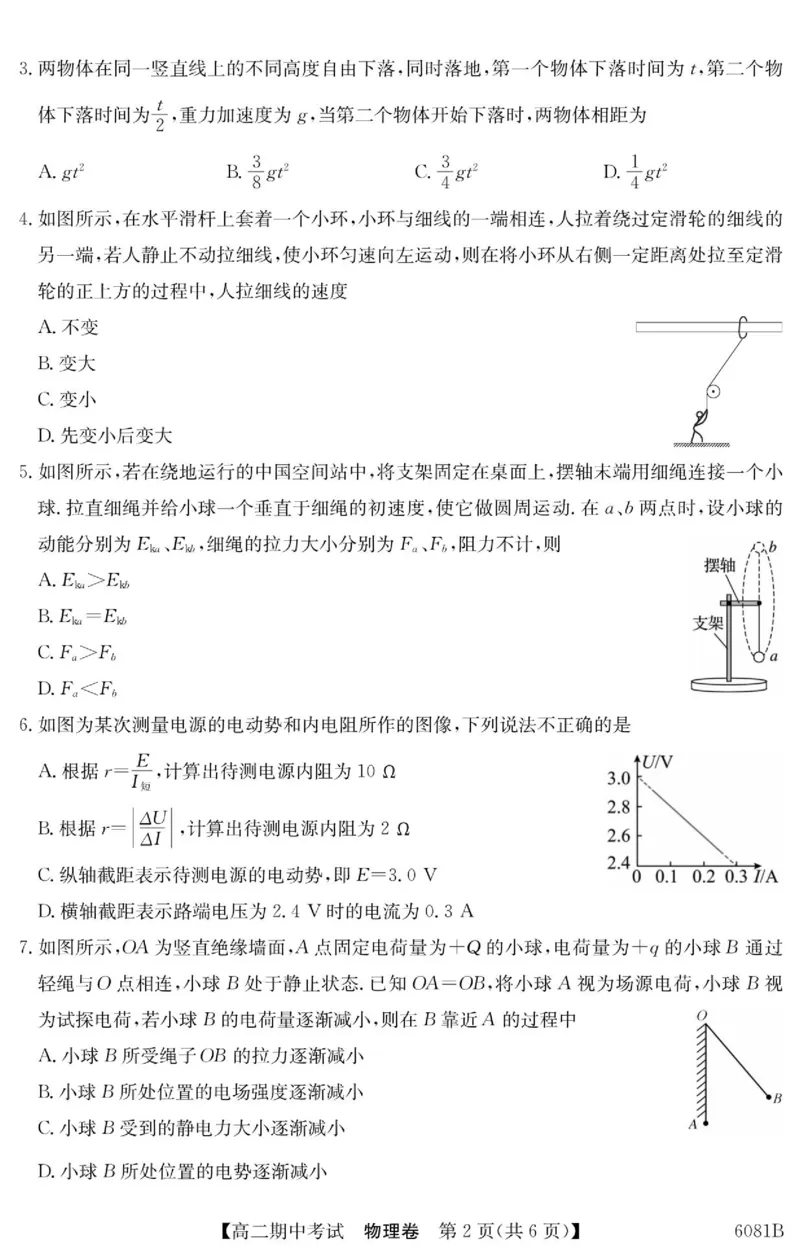 《南宁4+N联盟2025秋季期中高二物理试卷_20272025-2026学年高二上学期《期中考试试卷合集》全国多省全科（78套）_251227广西南宁市“4+N”联盟学校2025-2026学年高二上学期期中考试（全）》第2页预览