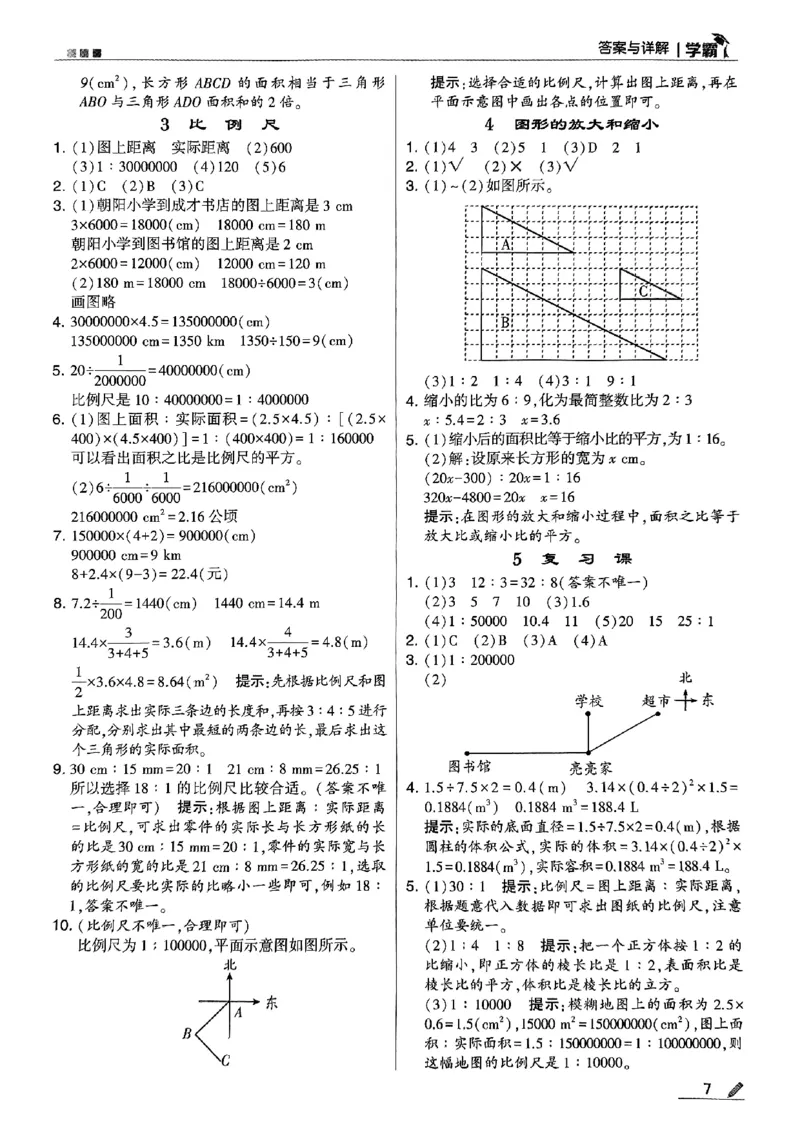 《2024春5星学霸6下数学（北师）-答案_小学学霸专题系列资料包：包括五星学霸、学霸默写、学霸作业本等资料_2024春五星学霸_北师》第8页预览