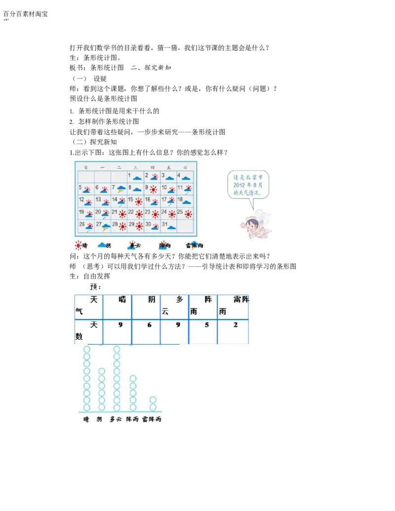 《教学设计_人教版小学数学1-6上优质公开课教学视频+课件+教案_人教版小学数学4上优质公开课_1.人教版数学公开课4上最新整理_7.条形统计图_《条形统计图》黄老师—省优》第2页预览