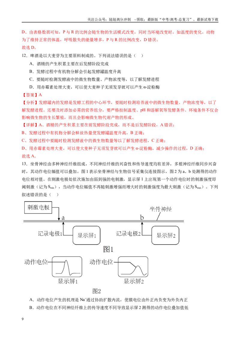 《信息必刷卷03（山东专用）教师版_06-生物-高考总复习_专项复习_2025年_2025年高考考前必刷题（多地区）生物_2025年高考生物考前必刷卷（山东专用）3套》第9页预览