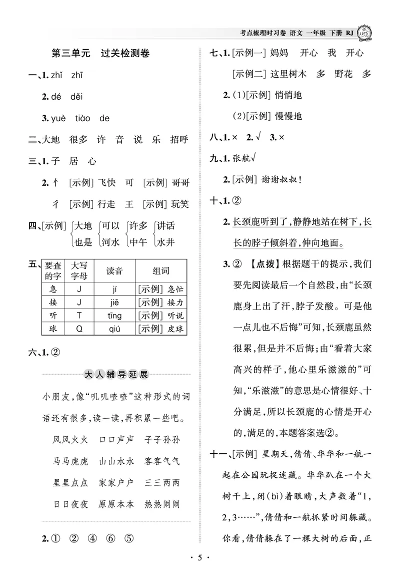 《考点梳理时习卷—人教一语下册（答案）_小学语文精品试卷合集（1-6年级下册）_《王朝霞试卷》》第5页预览