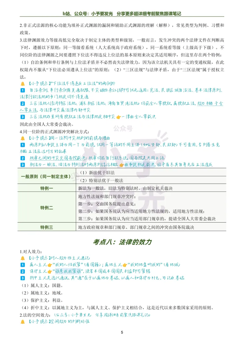 《26法考马峰理论法考前聚焦超详细跟课笔记公众号：小予要发光_2026法考客观_众-H_1926ZH考前聚焦_02笔记》第5页预览