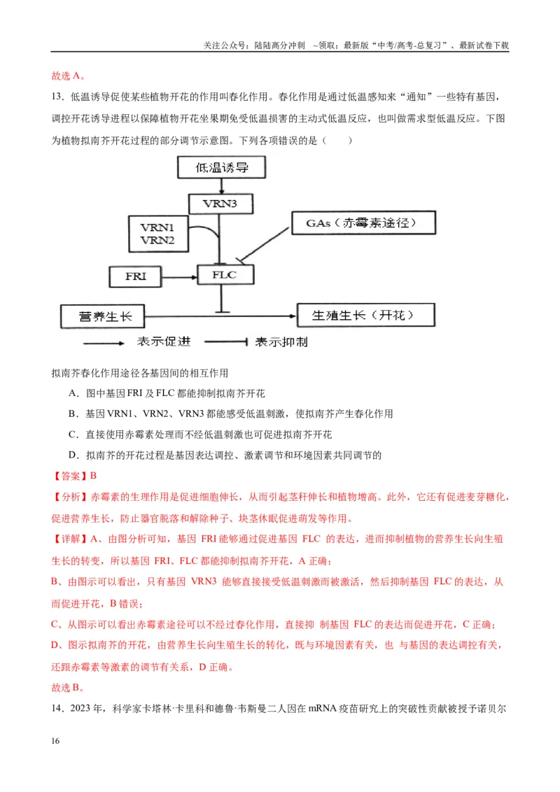 《信息必刷卷05（广东专用）（教师版）_06-生物-高考总复习_专项复习_2025年_2025年高考考前必刷题（多地区）生物_2025年高考生物考前必刷卷（广东专用）5套》第10页预览