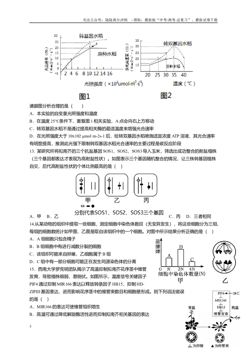 《信息必刷卷02（福建专用）学生版_06-生物-高考总复习_专项复习_2025年_2025年高考考前必刷题（多地区）生物_2025年高考生物考前必刷卷（福建专用）1套》第5页预览