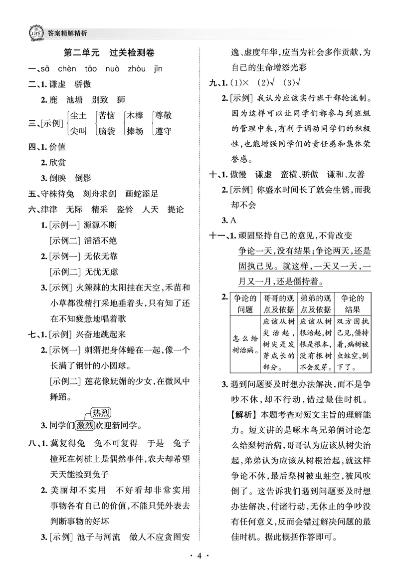 《考点梳理时习卷—人教三语下册（答案）_小学语文精品试卷合集（1-6年级下册）_《王朝霞试卷》》第4页预览